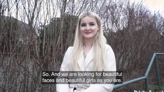 Outdoors Agent beauty Blonde from California Blows and Fucks a Long Euro Dick