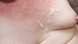 3 dicks jerking off into grandma's face