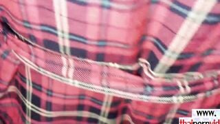 Slender amateur Thai teenie bimbo Nam licking and fucking a long white dick