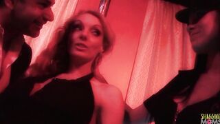 With his long penis out the blonde and dark haired milfs cannot resist having an anal foursome