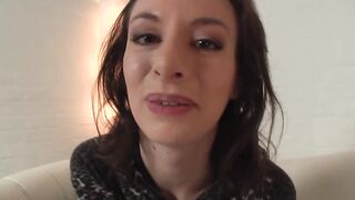 Gundula - With a long vibrator and nylons on the casting couch