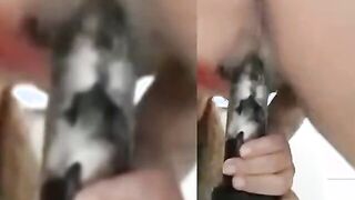 Mirelladelicia sexual bitch wanting a huge penis to sit on, showing off into the WC having fun