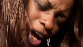 Big Tit well graced black lady Enjoying penis in after sleeping