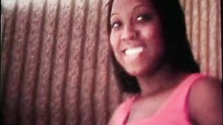 Great big tit black skank gets cock staying on the knees inside doggy style