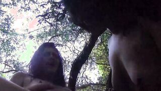 2 lesbians who love nature play soak sex games inside the forest