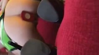 slender women gets toy into her ass before he slides his big penis inside her snatch