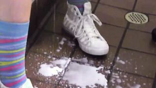 Slim service spills on the customer, inside the back room she undresses and licks her clean