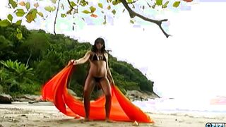 Anal sex on the beach between a goddess dark haired cougar and a pretty vulgar dude