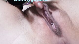 stimulating my vagina with my sex dildo inside the bedroom