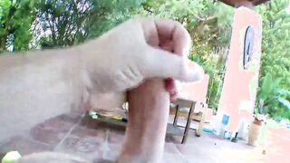 Young blonde fucks her pool boy's penis public
