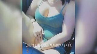 Milf fucks her twat inside drive thru