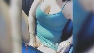 Milf fucks her twat inside drive thru