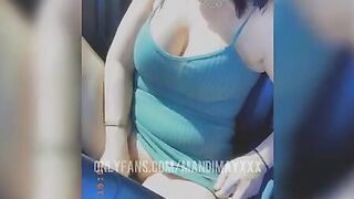 Milf fucks her twat inside drive thru
