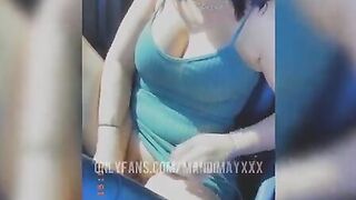 Milf fucks her twat inside drive thru