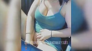 Milf fucks her twat inside drive thru