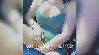 Milf fucks her twat inside drive thru