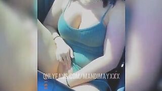 Milf fucks her twat inside drive thru