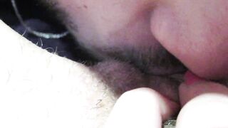 Huge clitoris licking and blowing until she jizzes rough unshaved lover big orgasm inside close up