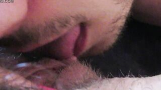Huge clitoris licking and blowing until she jizzes rough unshaved lover big orgasm inside close up