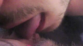 Huge clitoris licking and blowing until she jizzes rough unshaved lover big orgasm inside close up