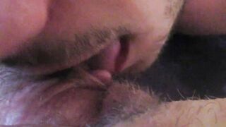 Huge clitoris licking and blowing until she jizzes rough unshaved lover big orgasm inside close up