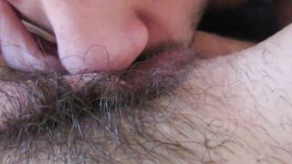 Huge clitoris licking and blowing until she jizzes rough unshaved lover big orgasm inside close up