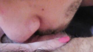 Huge clitoris licking and blowing until she jizzes rough unshaved lover big orgasm inside close up