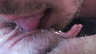 Huge clitoris licking and blowing until she jizzes rough unshaved lover big orgasm inside close up