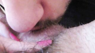 Huge clitoris licking and blowing until she jizzes rough unshaved lover big orgasm inside close up