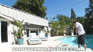 DON'T BANGED! MY DAUGHTER - Small Barely Legal Nina North Fucks The Pool Man
