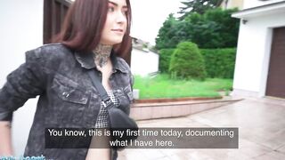 Outdoor Agent Inked Petite Red Haired Gets Boned on the Floor