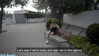 Outdoor Agent Spanish Cutie Flashes her Jugs and Banged on the Rocks
