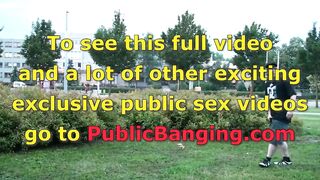 A young incredible 19 year old blonde women is plowed into outside by two men on the street with a oral sex sucking off cocks and vaginal cunt sex penetration with all the cars and trucks passing by watching the risky group sex