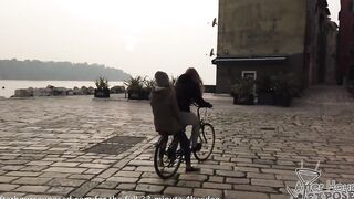 2 girls on vacation with me and sucking me double oral sex cum shot