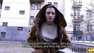 TUTOR4K. Young man was home when college girl came to penetrate his stepmother