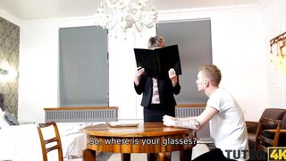 TUTOR4K. Hot older professor and younger man become couple during class
