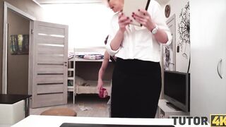 TUTOR4K. Lucky fellow manages to banged! pretty lady who is his tutor