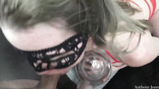 Bae blonde gets messy spitting peeing and cum on her face and drinks crazy spit piss and sperm mix