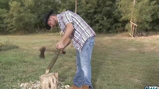 Rough-working country boy gets interrupted by vulgar cougar craving anal sex public