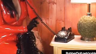 Shiny Fem Dom RubberDoll Finger Boned By Bright Pvc Maid!