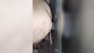 sexywifedd fucks her long booty inside the shower with her tentacle toy before I pounded her