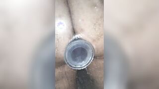 sexywifedd fucks her long booty inside the shower with her tentacle toy before I pounded her