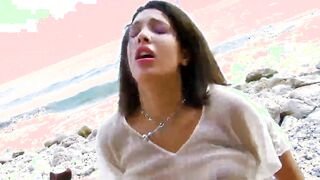 Dark Hair offer a head and fucks rough by the sea