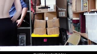 ThiefCaught - Older Vigilant Security Fucks Delicious Red Haired Katy Kiss At his Office