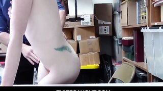 ThiefCaught - Older Vigilant Security Fucks Delicious Red Haired Katy Kiss At his Office