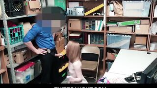 ThiefCaught - Older Vigilant Security Fucks Delicious Red Haired Katy Kiss At his Office
