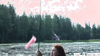 MY18TEENS - Adorable cunt with mouth decided to go fishing and caught a vibrator and banged herself into the boat