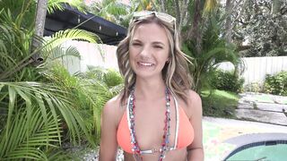 Petite and tight blonde takes huge penis