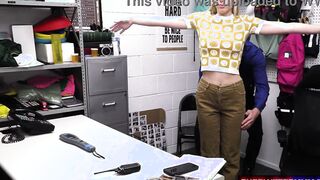 Bae blonde slutty thief Kay Delicious cooperates with the security officer's interrogation and they end up fucking into the office