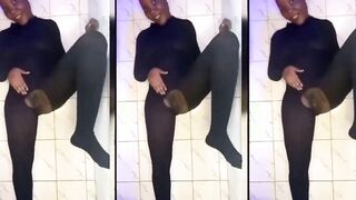 African Catsuit Leaking Sex Toy Orgasm